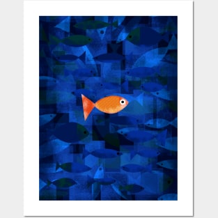 Goldfish with Abstract Background Posters and Art